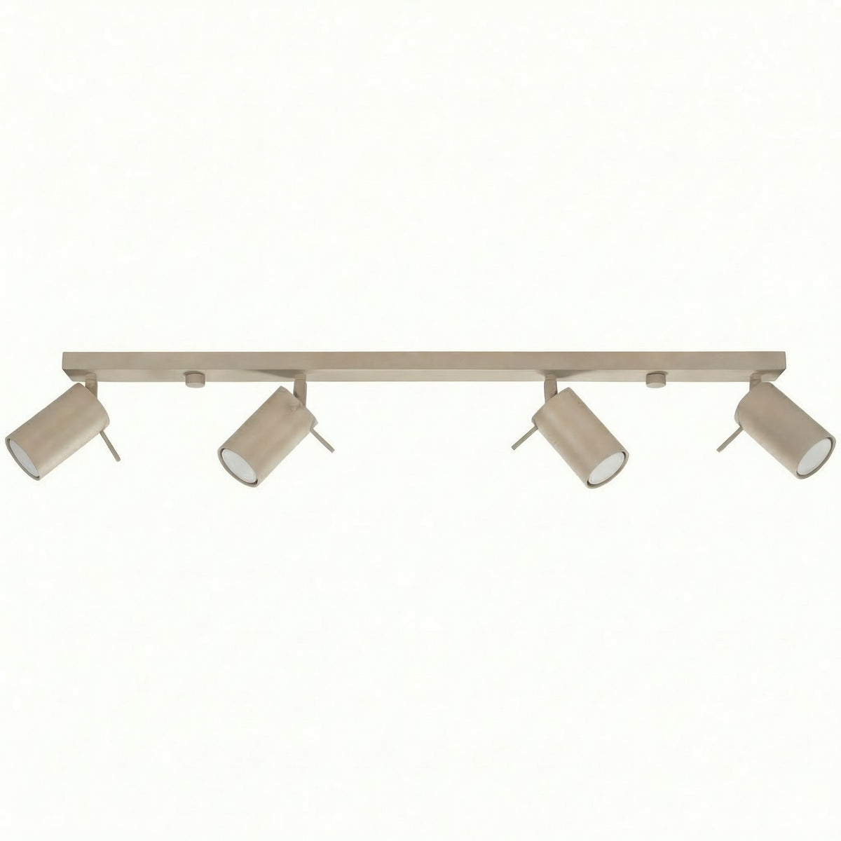 Plafonnier rampe Ring à quatre spots orientables en laque taupe sur fond blanc