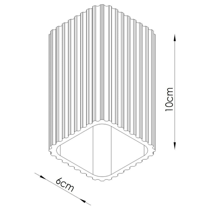 Dimensions Plafonnier Rayo 10 cannelé aluminium 6 cm GU10