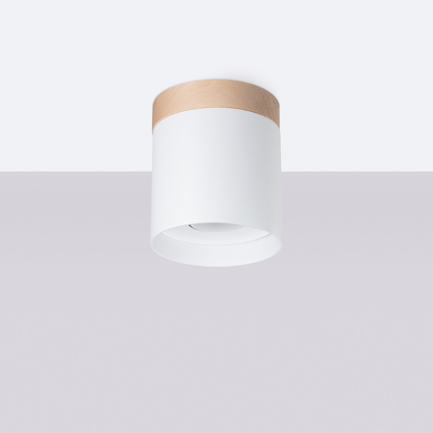 Plafonnier Rif bois et acier blanc GU10 de profil