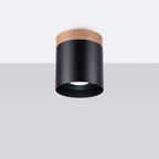 Plafonnier Rif bois et acier noir GU10 de profil