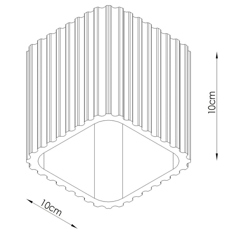 Dimensions Plafonnier Riff 1 nervuré aluminium 10 cm GU10