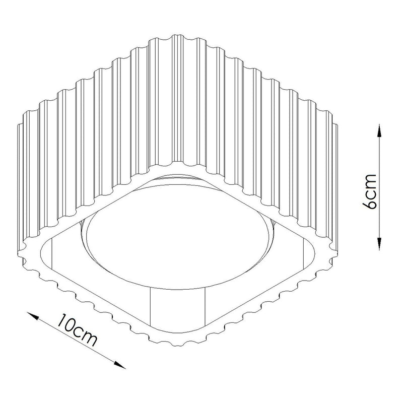 Dimensions Plafonnier Riff 1 nervuré aluminium 10 cm GX53