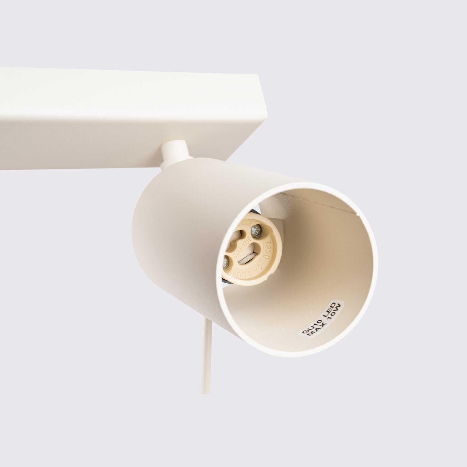 Plafonnier Ring 2 acier beige GU10, gros plan allumé