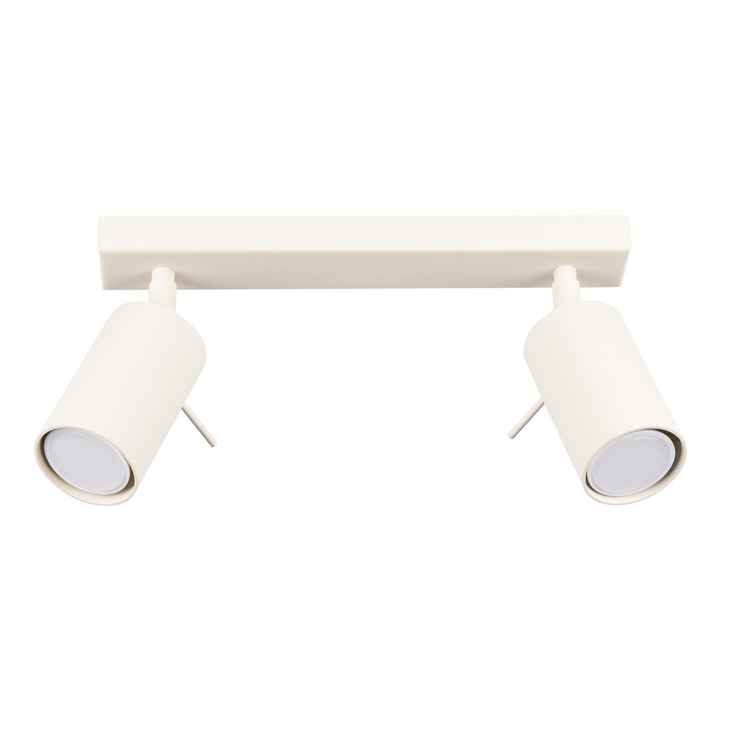 Plafonnier Ring 2 acier beige GU10, spot cylindrique orientable en acier laqué