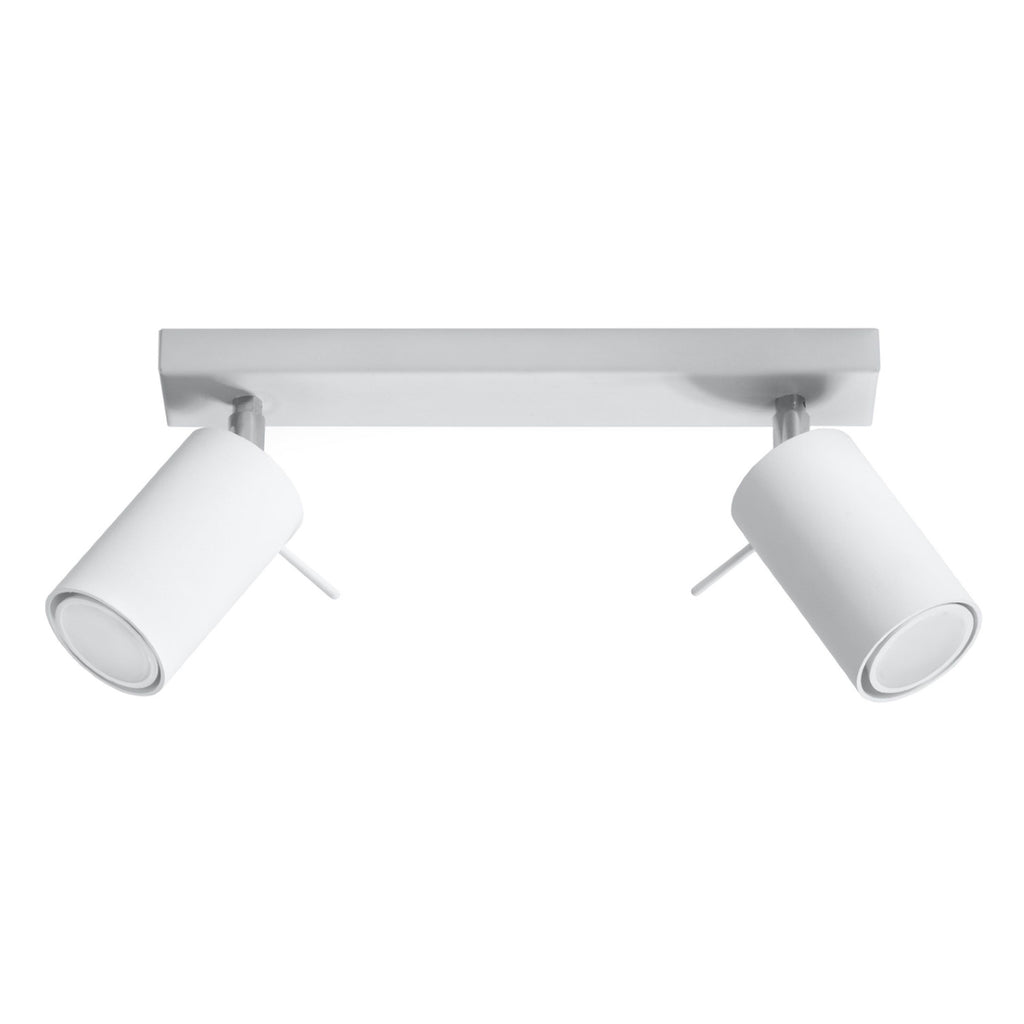 Plafonnier Ring 2, deux spots orientables en acier blanc