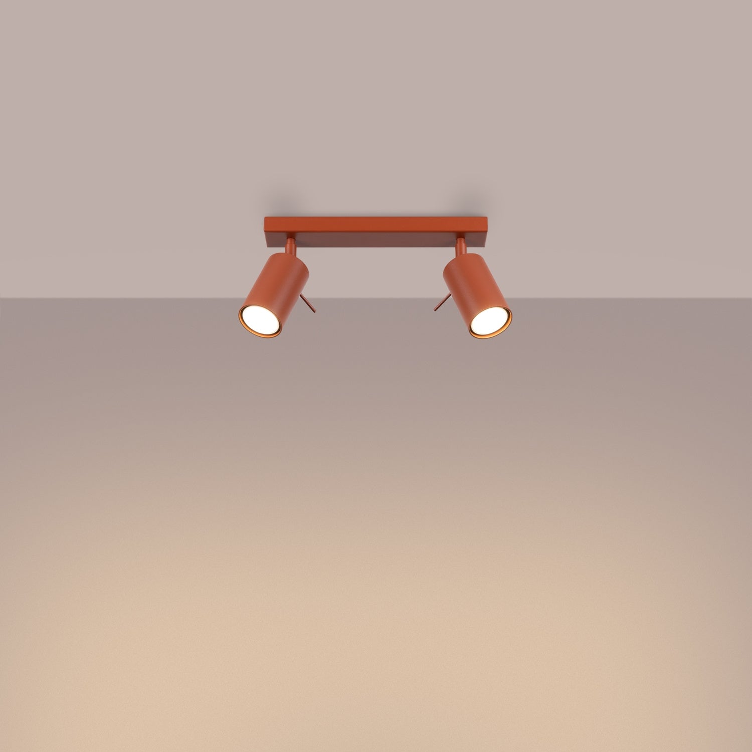 Plafonnier Ring 2 acier rouge ocre GU10 allumé