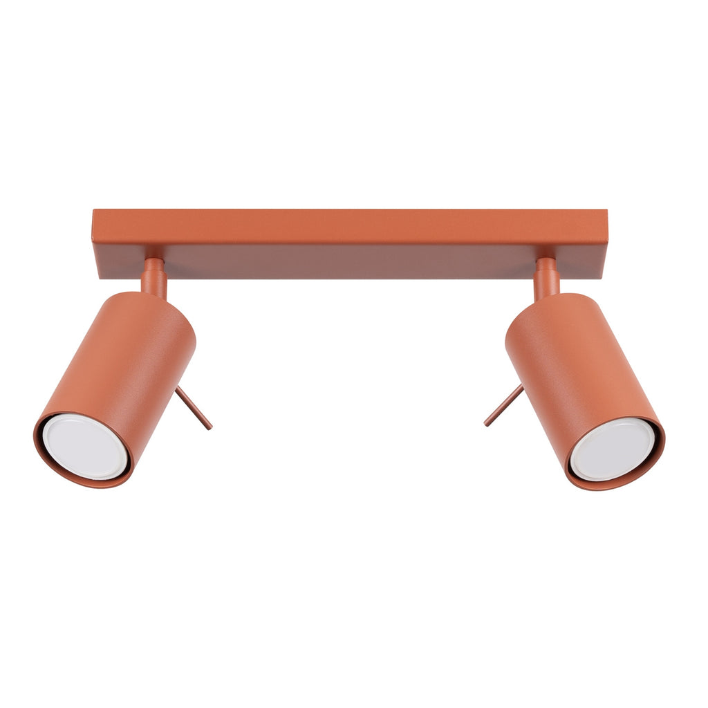 Plafonnier Ring 2 acier rouge ocre GU10, spot cylindrique orientable en acier laqué