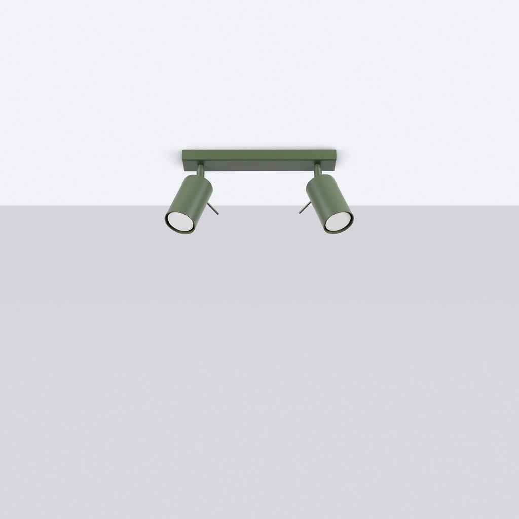 Plafonnier Ring 2 acier vert olive GU10 de profil