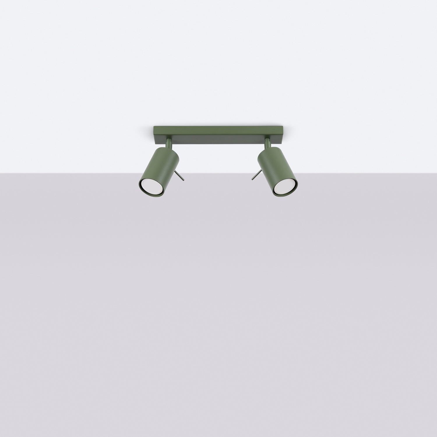 Plafonnier Ring 2 acier vert olive GU10 de profil