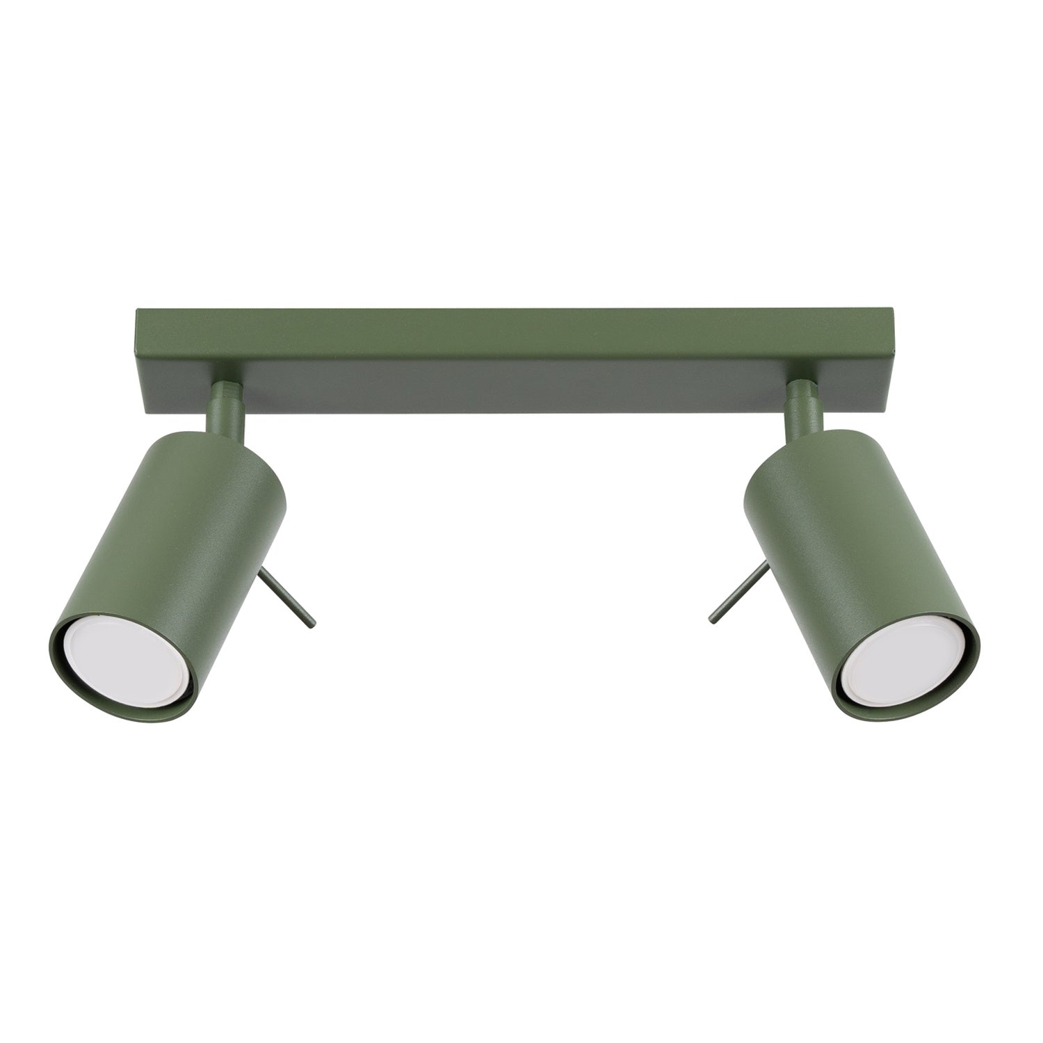 Plafonnier Ring 2 acier vert olive GU10, spot cylindrique orientable en acier laqué