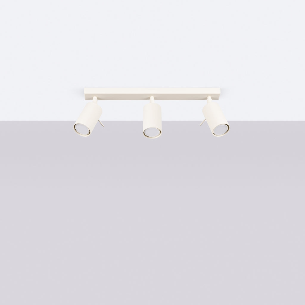 Plafonnier Ring 3 acier beige GU10 de profil