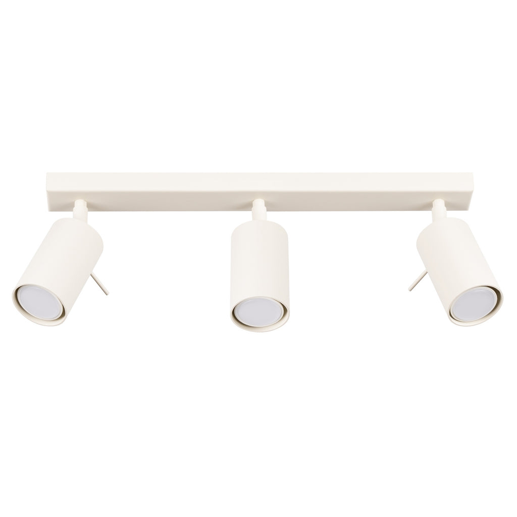 Plafonnier Ring 3 acier beige GU10, spot cylindrique orientable en acier laqué