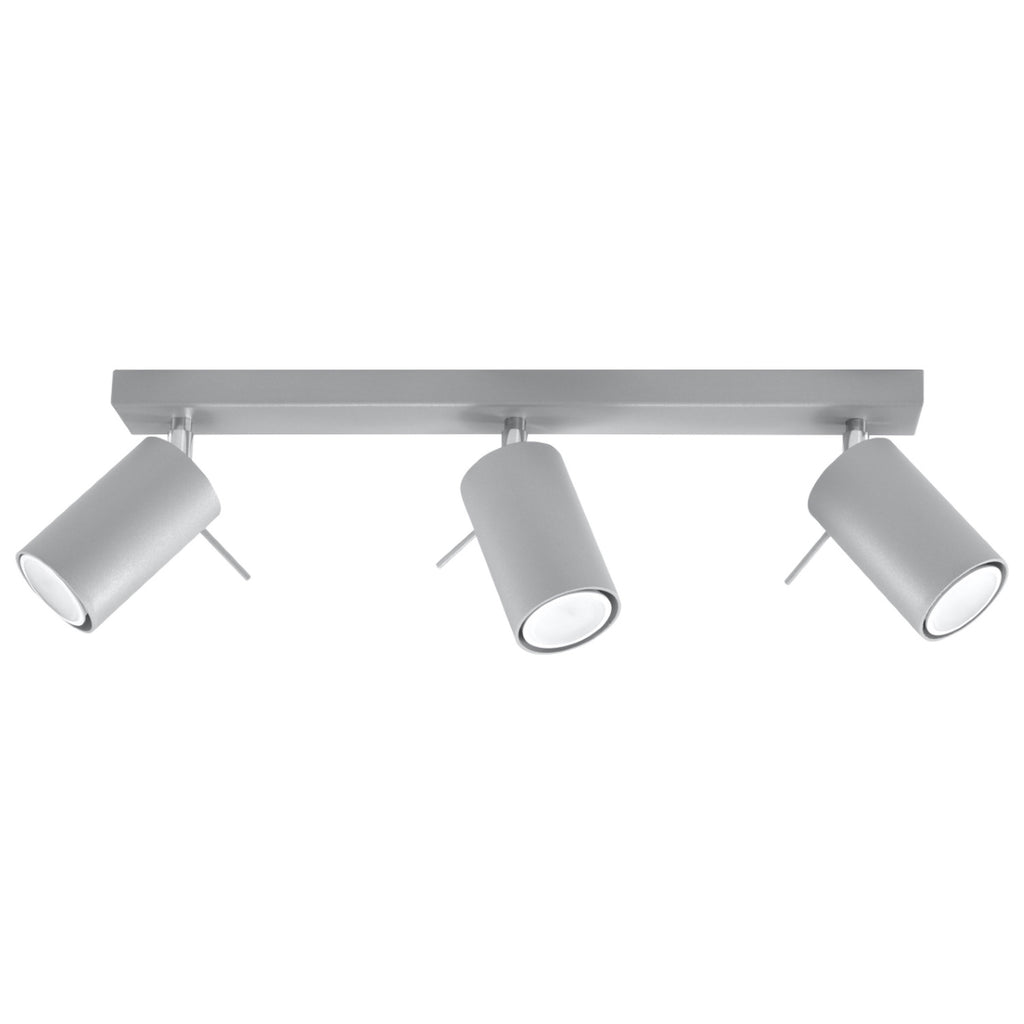 Plafonnier Ring 3, trois spots orientables en acier gris