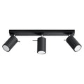 Plafonnier Ring 3, trois spots orientables en acier noir