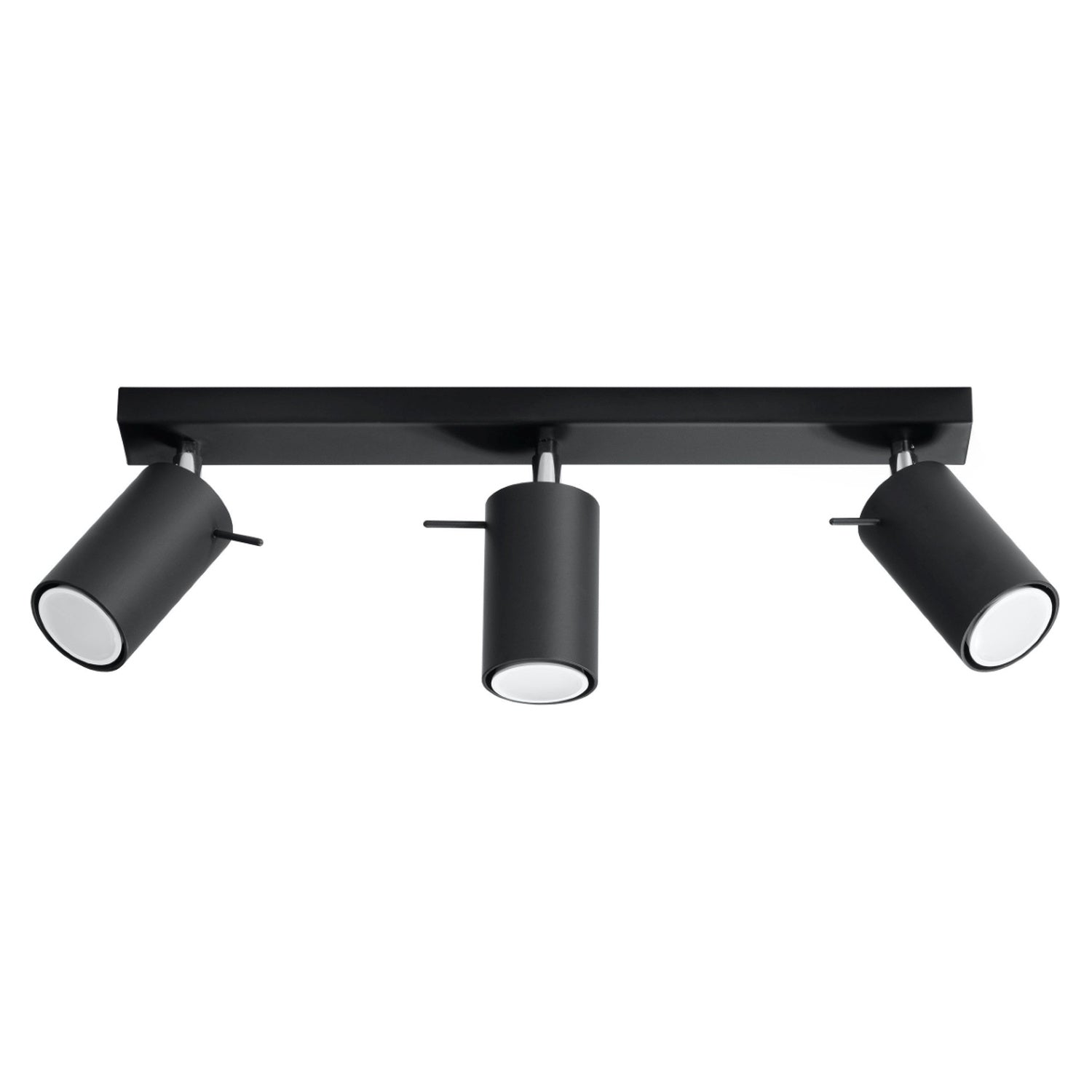 Plafonnier Ring 3, trois spots orientables en acier noir