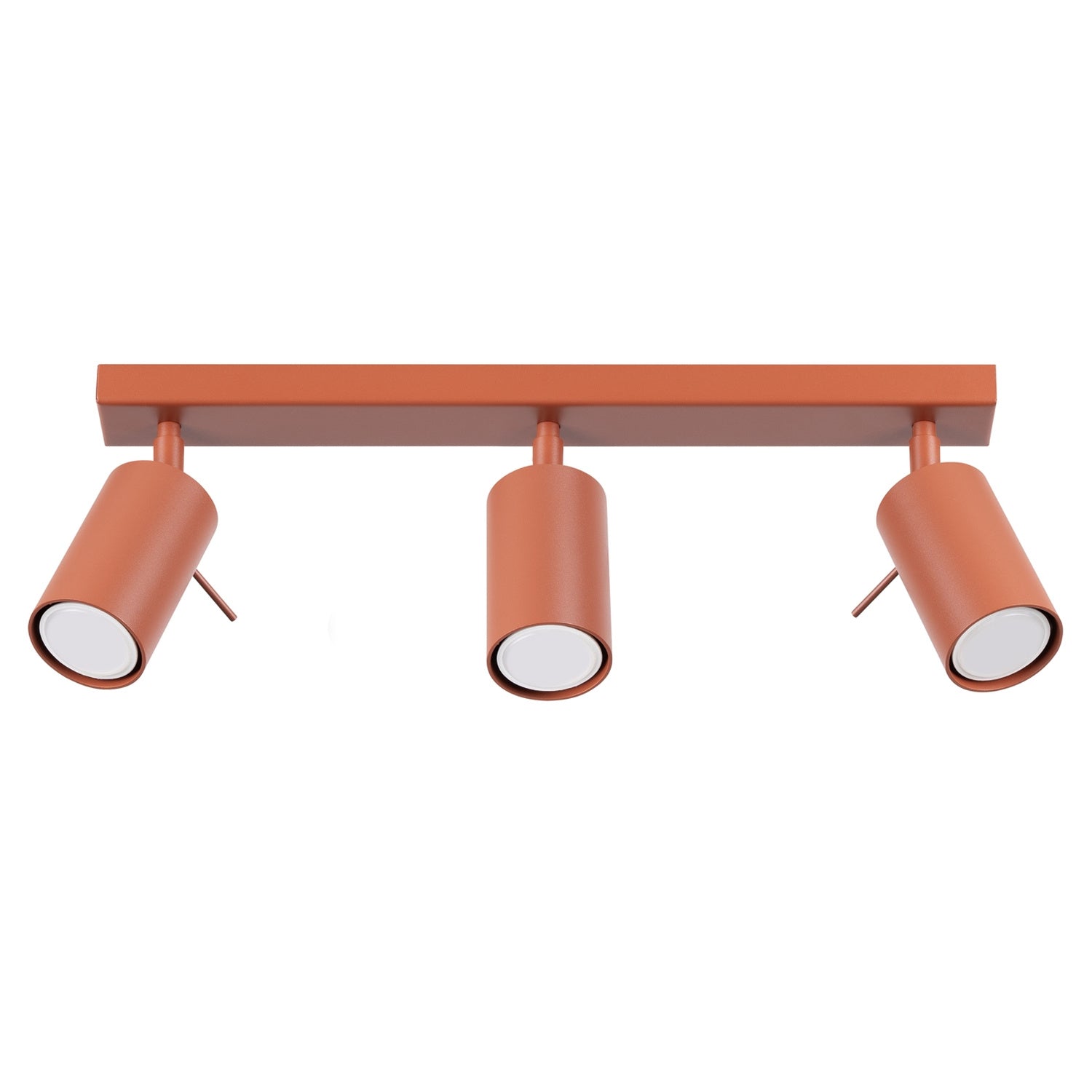 Plafonnier Ring 3 acier rouge ocre GU10, spot cylindrique orientable en acier laqué