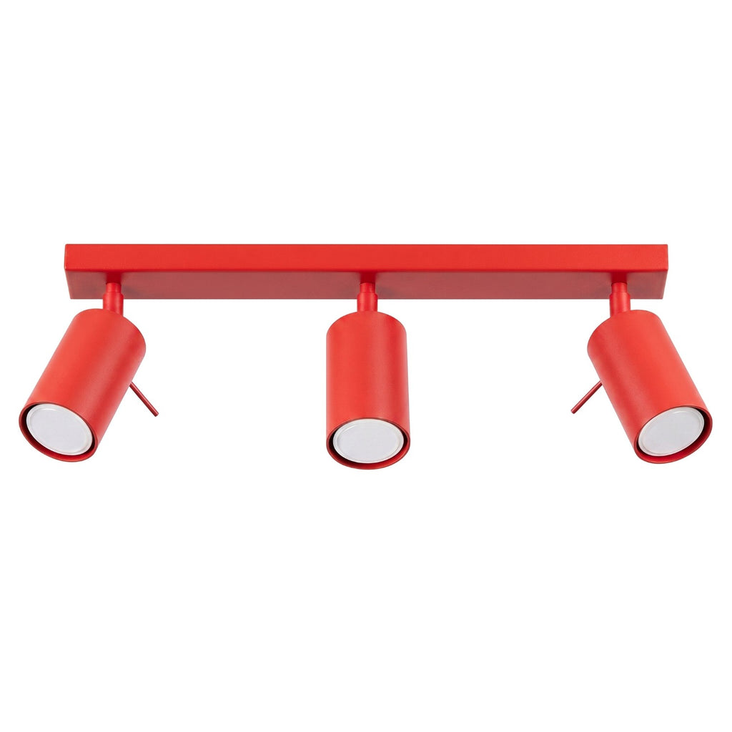 Plafonnier Ring 3 acier rouge GU10