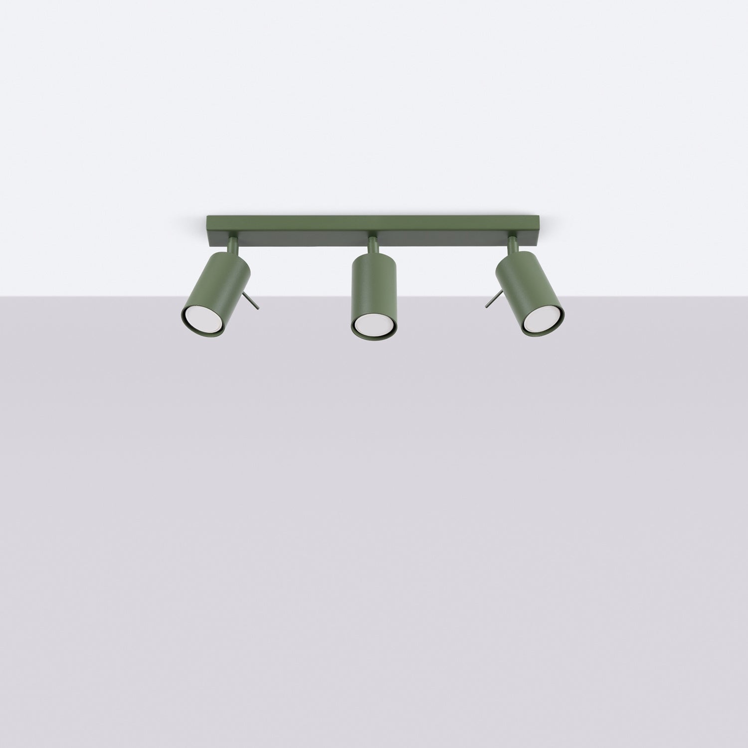 Plafonnier Ring 3 acier vert olive GU10 de profil