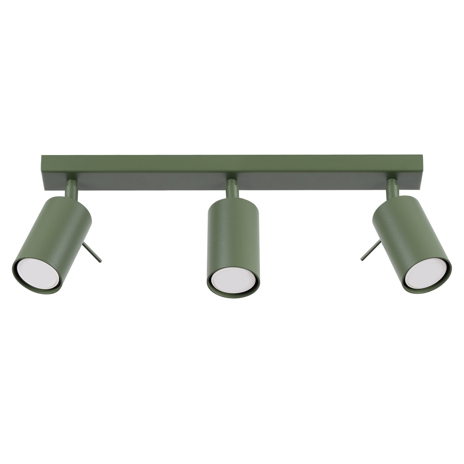 Plafonnier Ring 3 acier vert olive GU10, spot cylindrique orientable en acier laqué