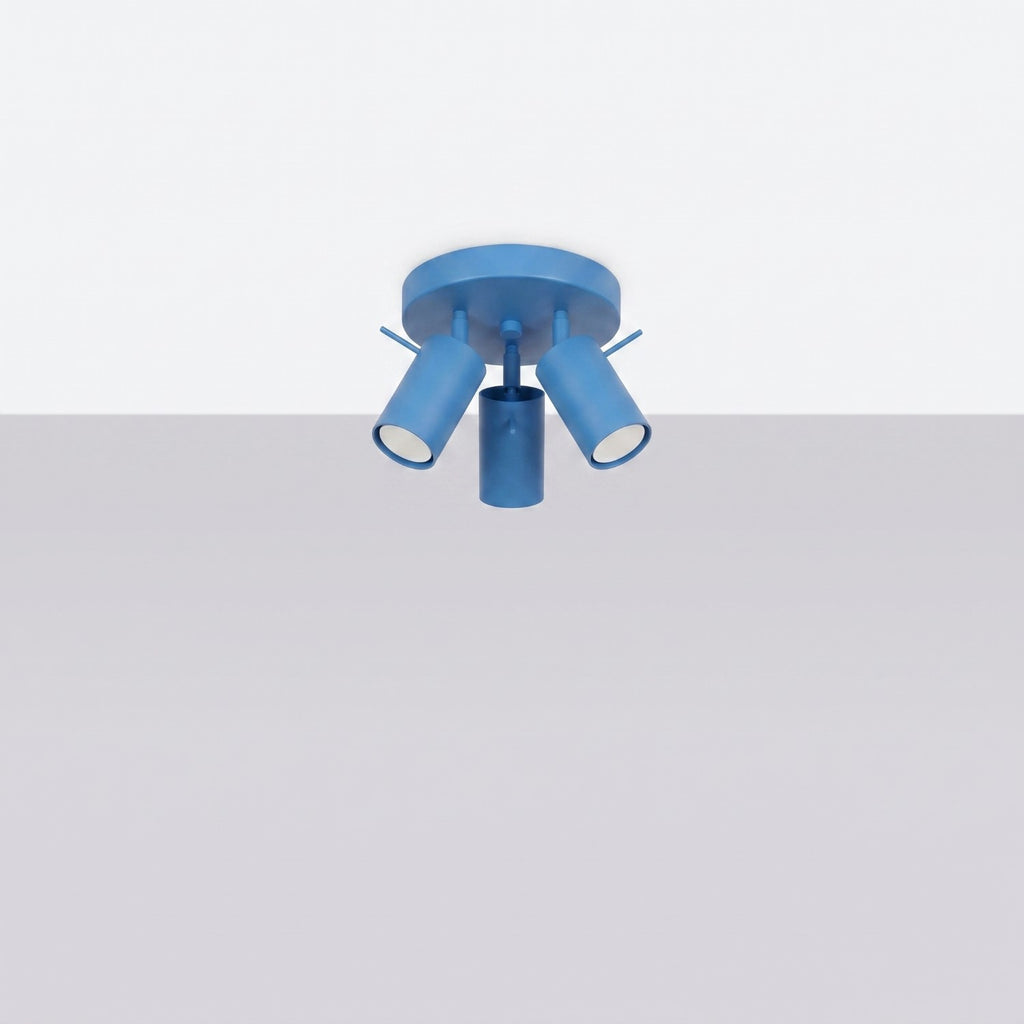 Plafonnier Ring 3 spots rond acier bleu azur GU10, vue 2