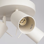 Plafonnier Ring 3 spots rond acier beige GU10, gros plan allumé
