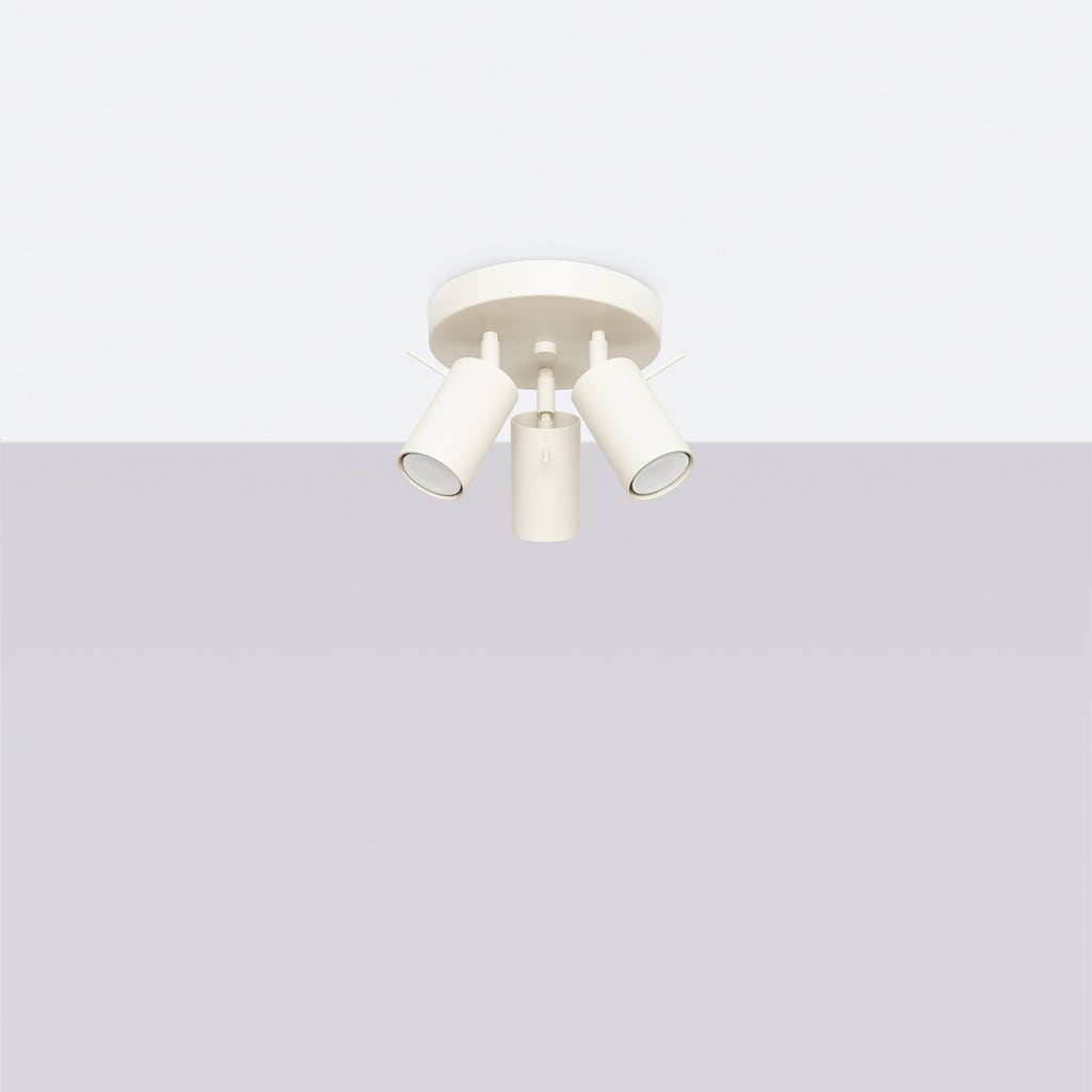 Plafonnier Ring 3 spots rond acier beige GU10 de profil
