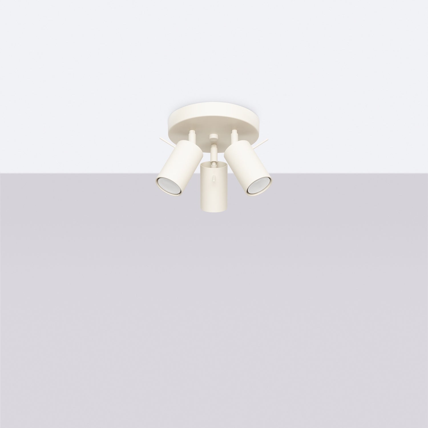 Plafonnier Ring 3 spots rond acier beige GU10 de profil