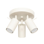 Plafonnier Ring 3 spots rond acier beige GU10, spot cylindrique orientable en acier laqué