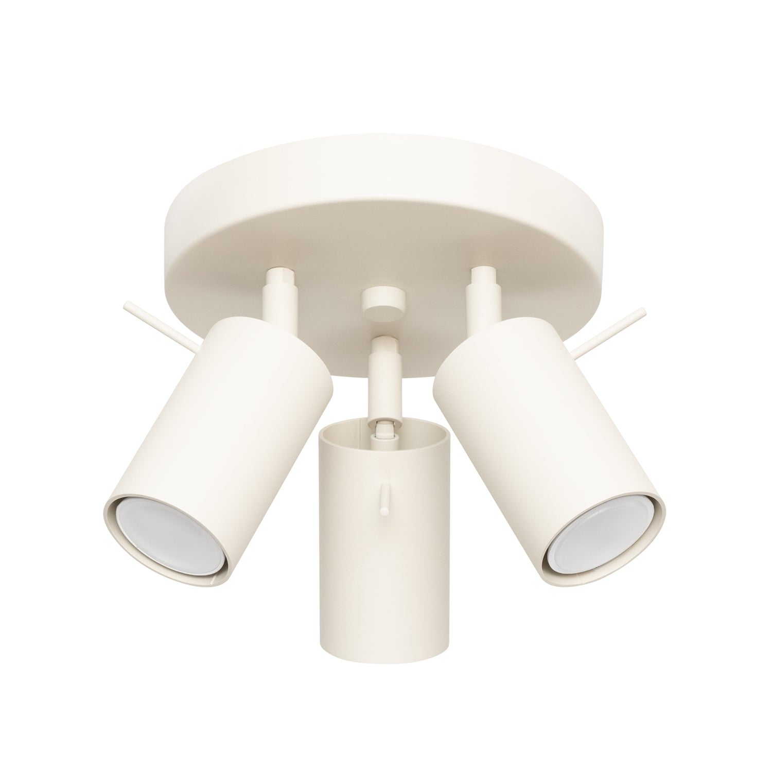 Plafonnier Ring 3 spots rond acier beige GU10, spot cylindrique orientable en acier laqué