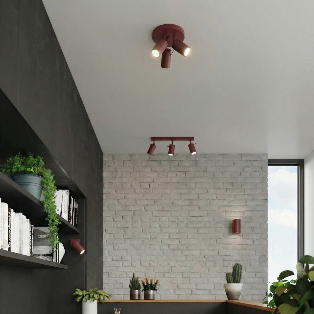 Plafonnier Ring 3 spots rond acier bordeaux GU10, vue 13