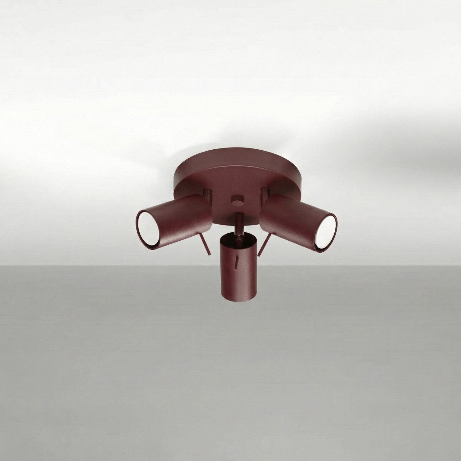 Plafonnier Ring 3 spots rond acier bordeaux GU10, vue 2