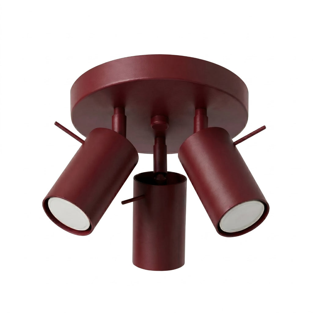 Plafonnier Ring 3 spots rond acier bordeaux GU10