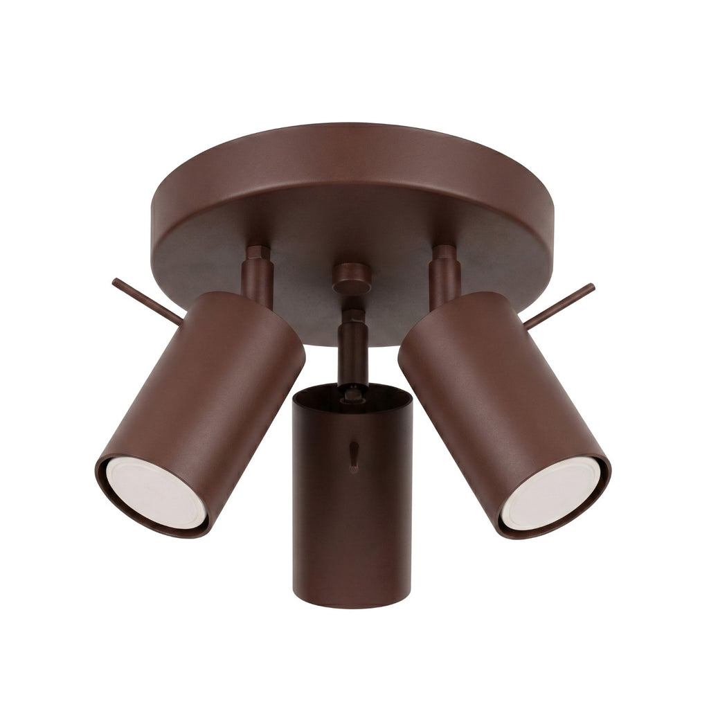 Plafonnier Ring 3 spots rond acier brun GU10