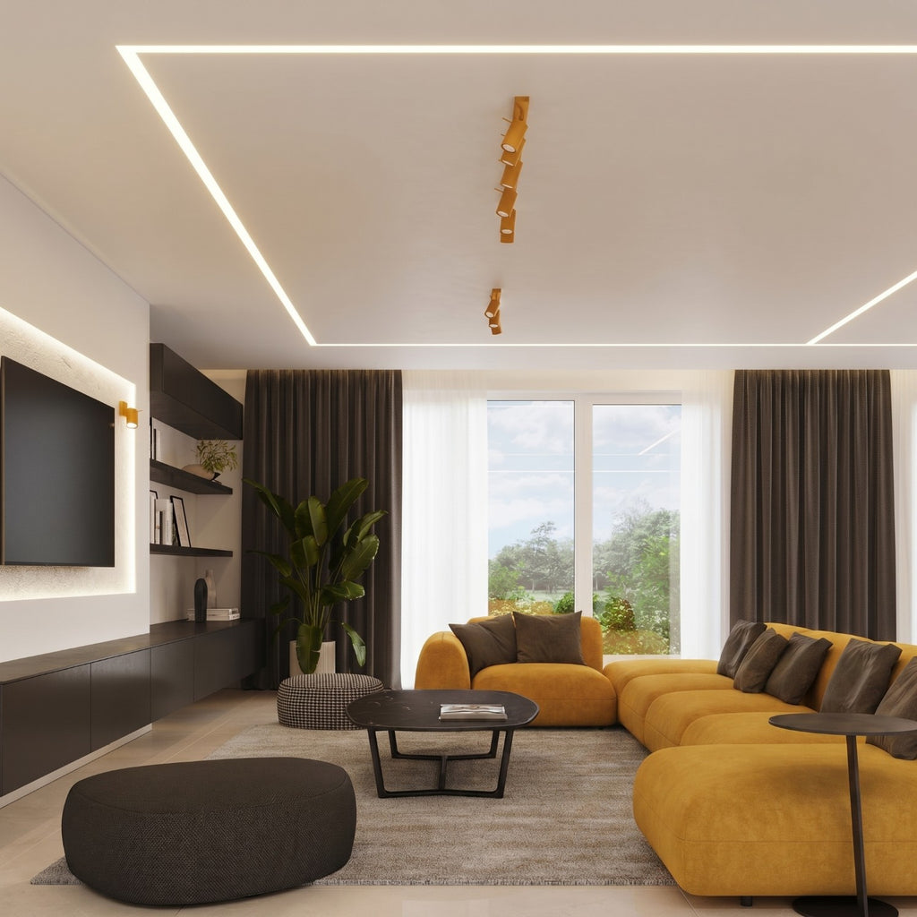 Plafonnier Ring 3 spots rond acier jaune GU10, vue 13