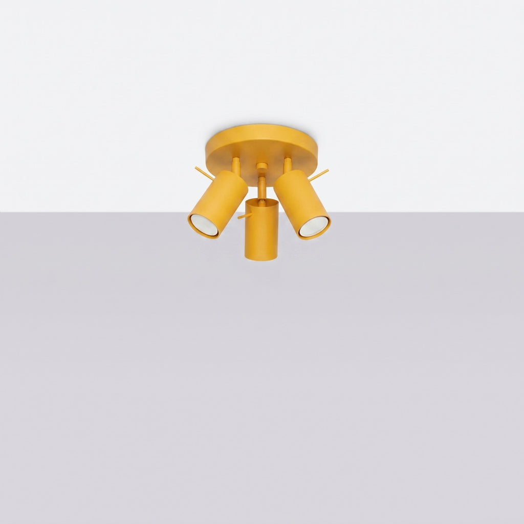 Plafonnier Ring 3 spots rond acier jaune GU10, vue 2