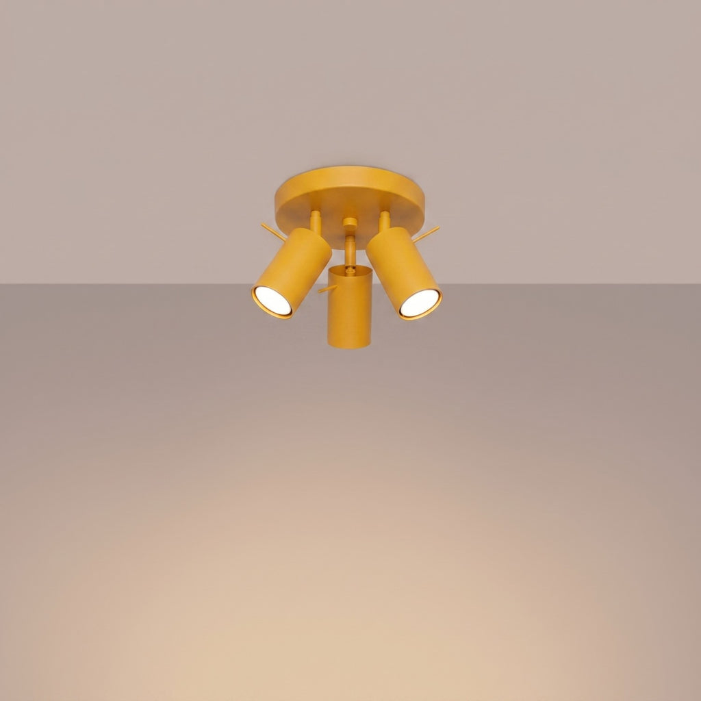 Plafonnier Ring 3 spots rond acier jaune GU10, vue 3