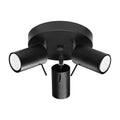 Plafonnier Ring 3 spots rond acier noir, platine ronde et trois spots orientables acier noir
