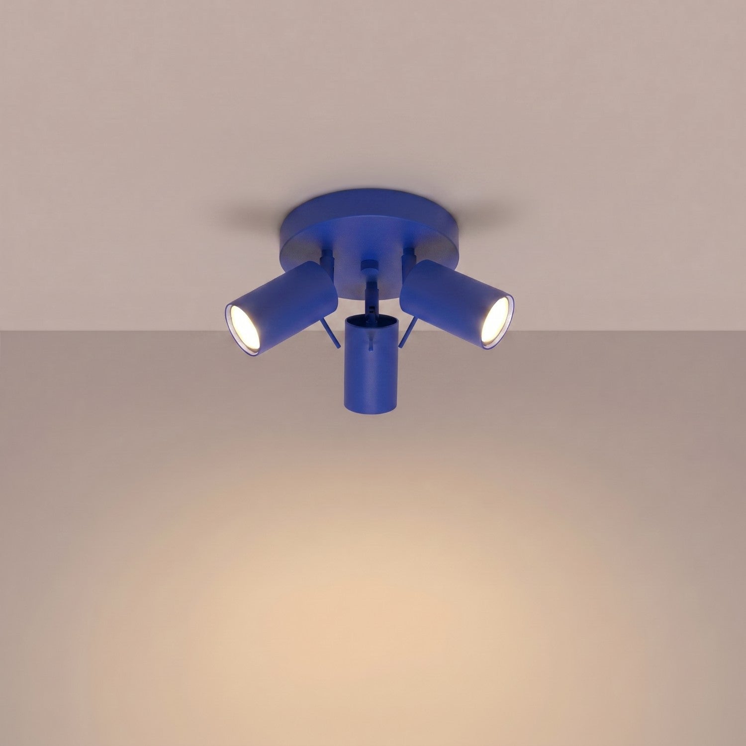 Plafonnier Ring 3 spots rond acier bleu outremer GU10, vue 3
