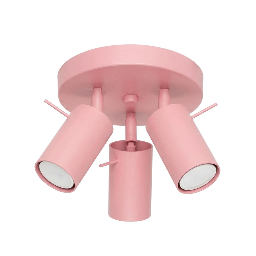 Plafonnier Ring 3 spots rond acier rose GU10