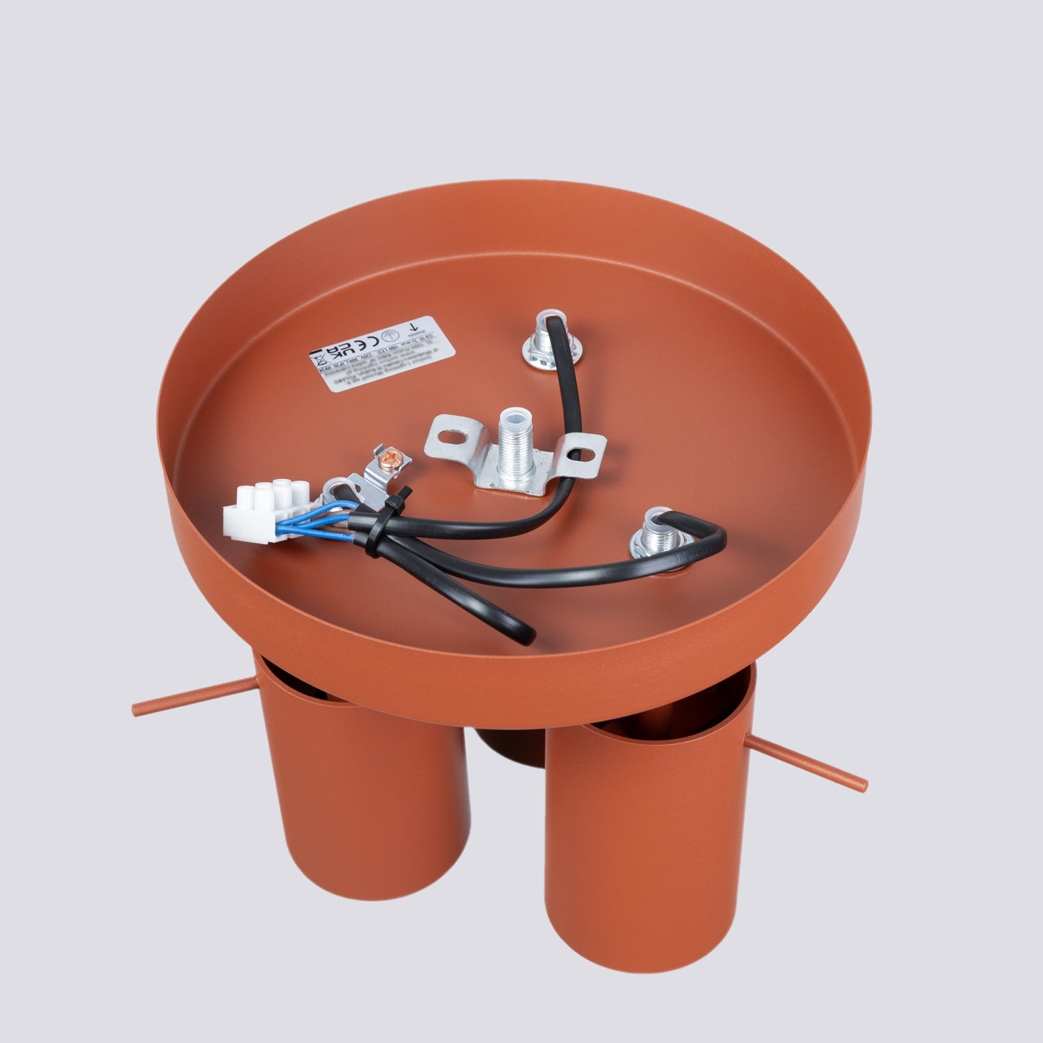 Plafonnier Ring 3 spots rond acier rouge ocre GU10, détail