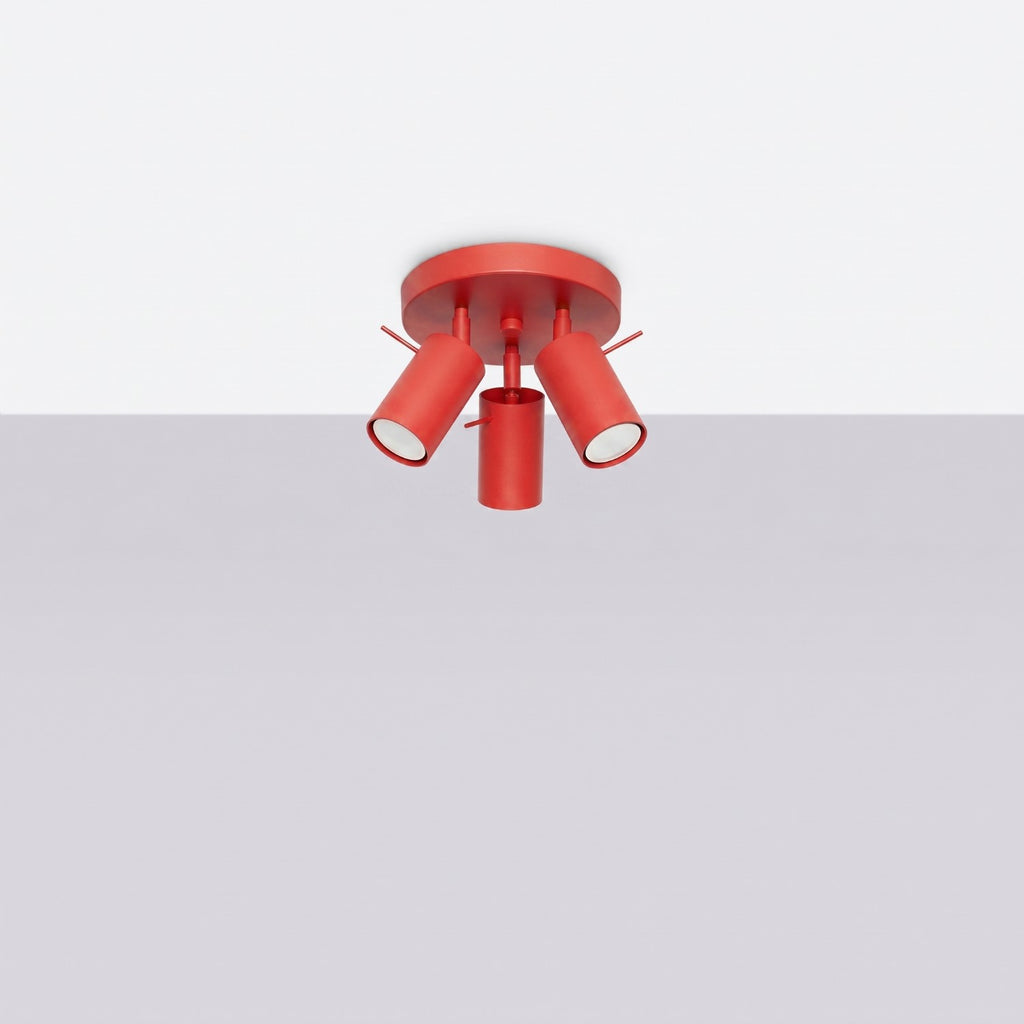 Plafonnier Ring 3 spots rond acier rouge GU10, vue 2