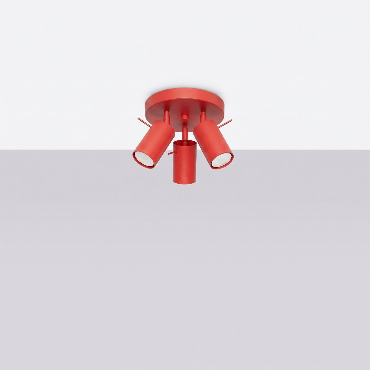 Plafonnier Ring 3 spots rond acier rouge GU10, vue 2