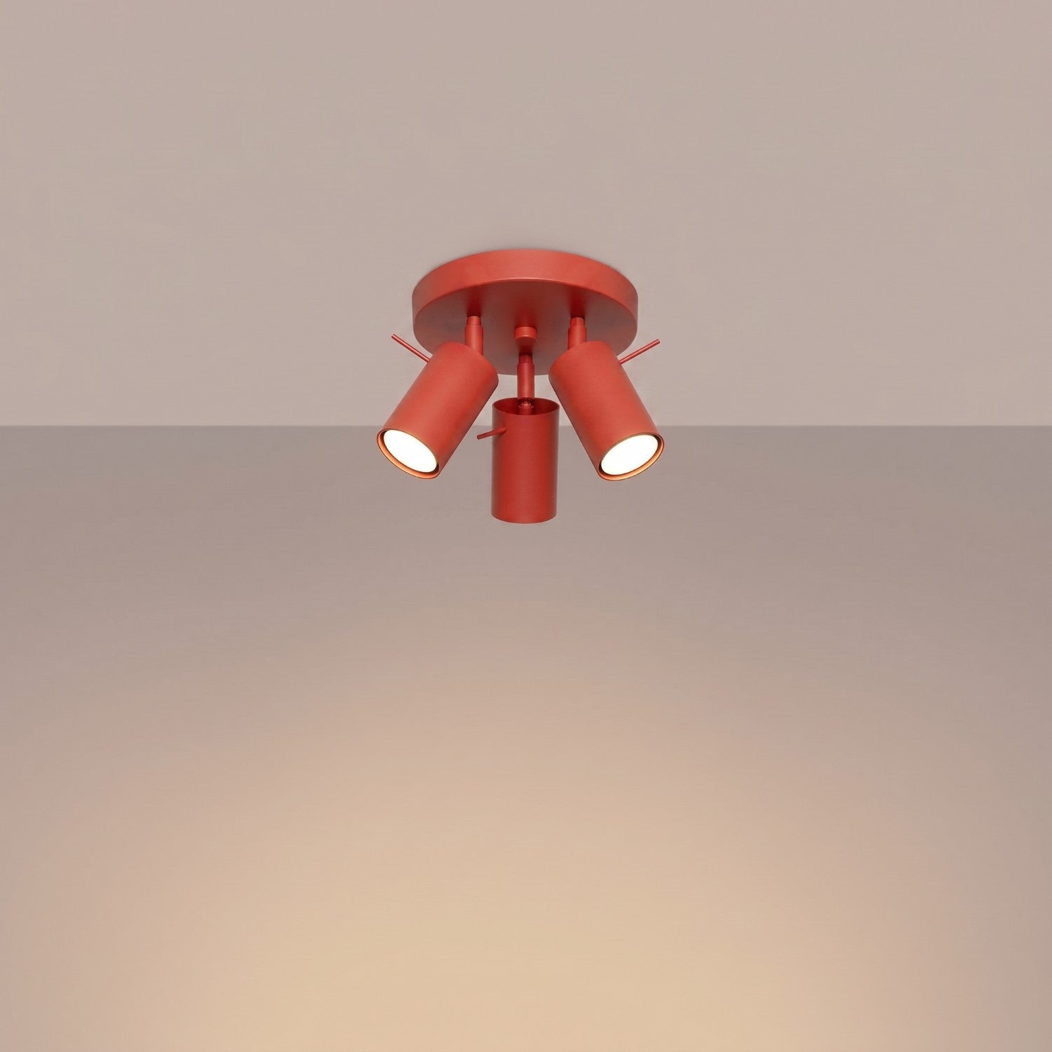 Plafonnier Ring 3 spots rond acier rouge GU10, vue 3