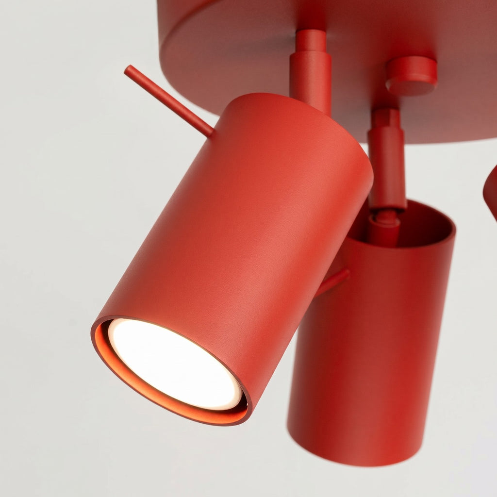 Plafonnier Ring 3 spots rond acier rouge GU10, vue 6