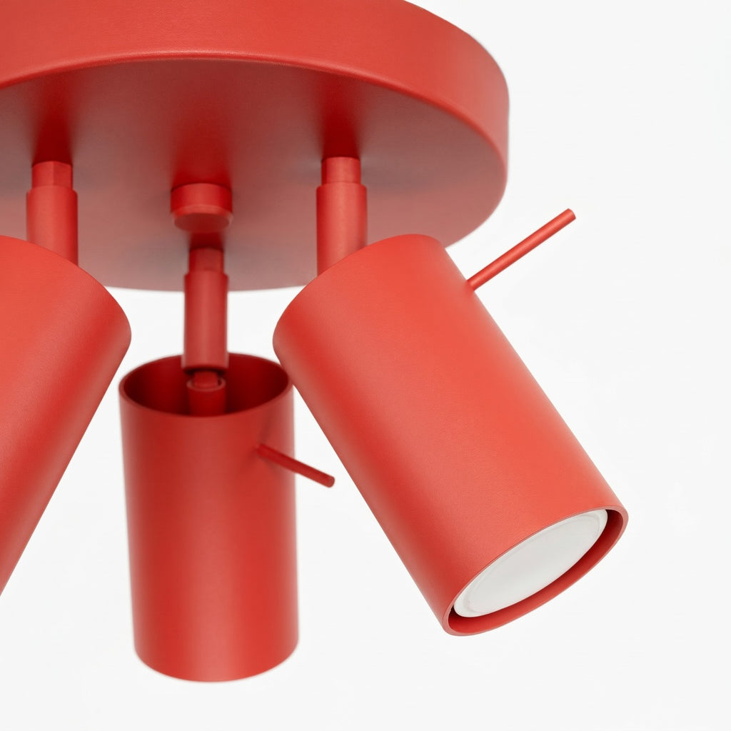 Plafonnier Ring 3 spots rond acier rouge GU10, vue 7