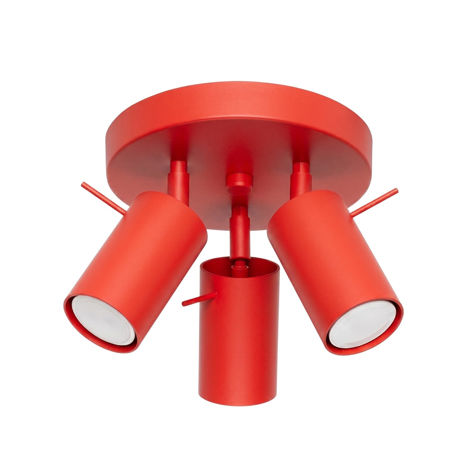 Plafonnier Ring 3 spots rond acier rouge GU10