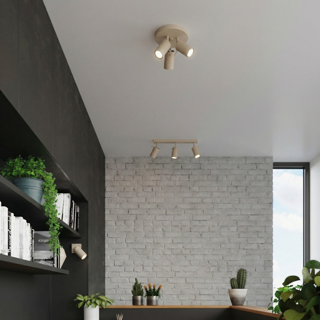 Plafonnier Ring 3 spots rond acier taupe GU10, vue 13