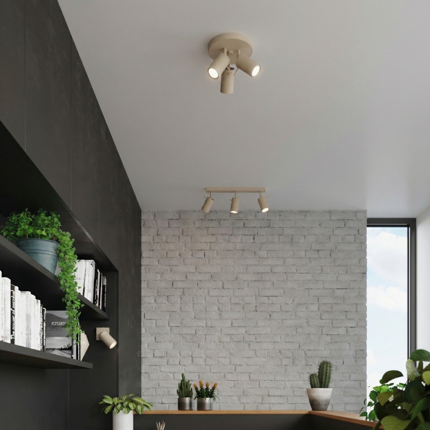 Plafonnier Ring 3 spots rond acier taupe GU10, vue 13