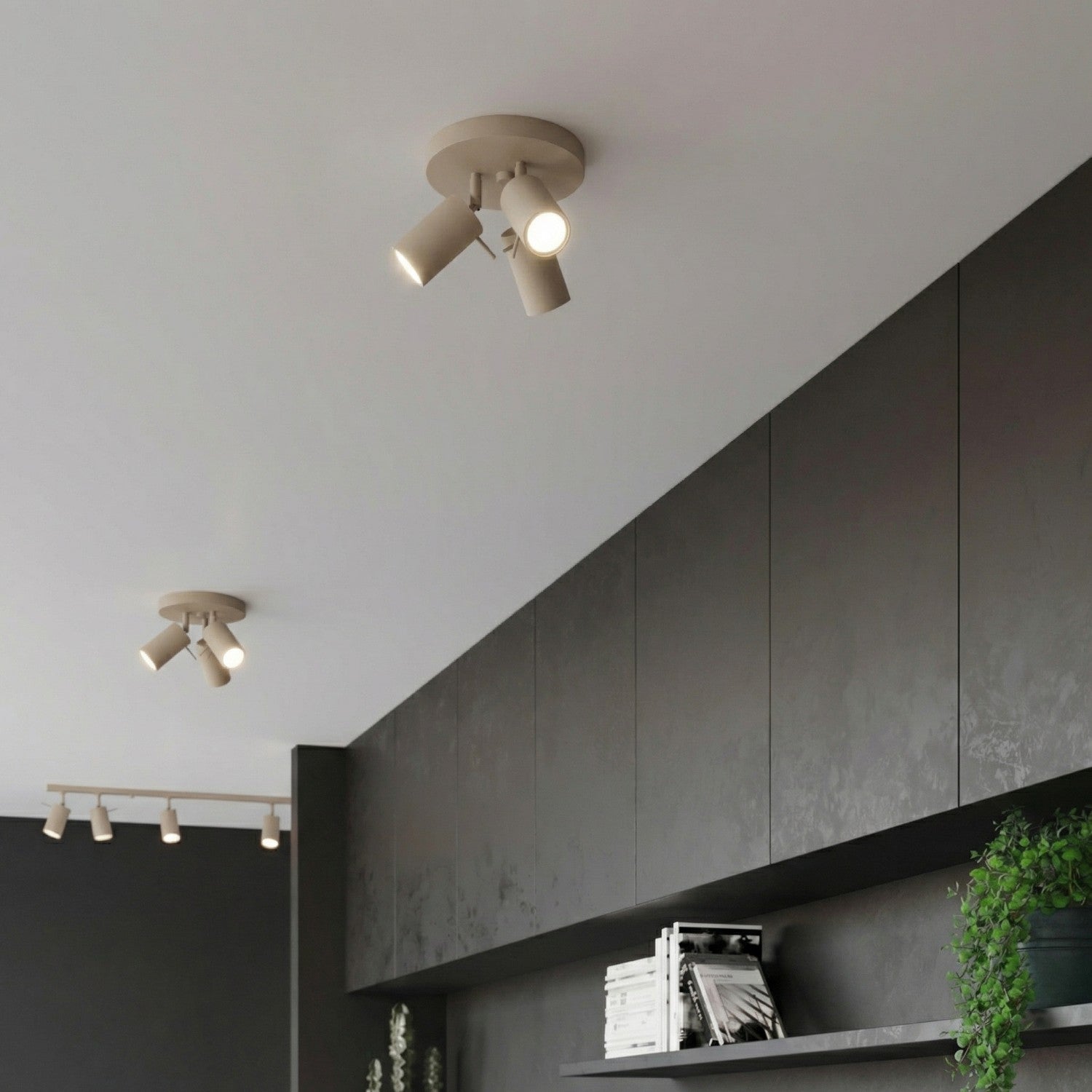 Plafonnier Ring 3 spots rond acier taupe GU10, vue 14