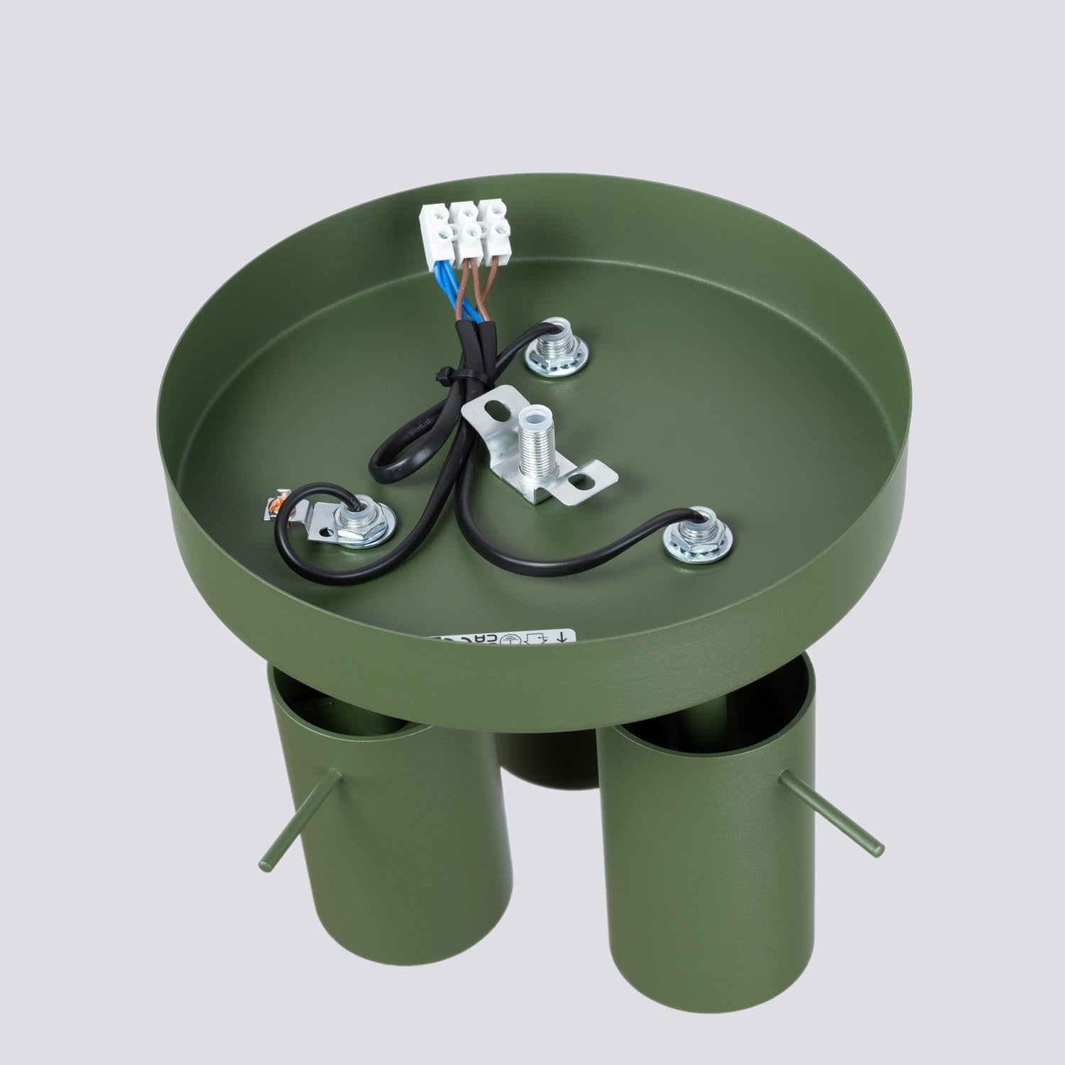 Plafonnier Ring 3 spots rond acier vert olive GU10, détail